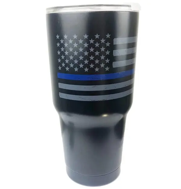Thin Blue Line Distressed American Flag 30oz Tumbler