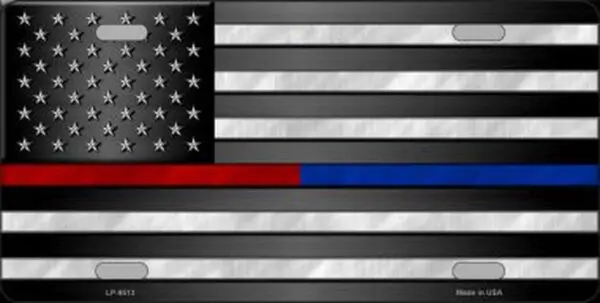 AMERICAN FLAG POLICE/FIRE FULL SIZE LICENSE PLATE - copy