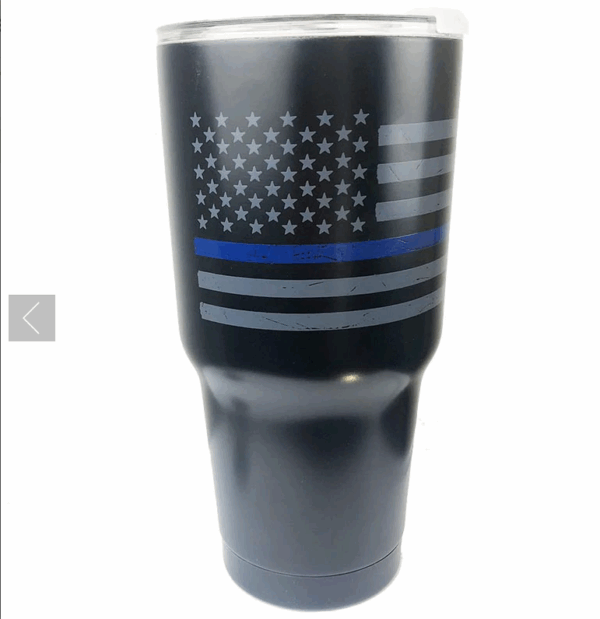 Thin Blue Line Distressed American Flag 30oz Tumbler