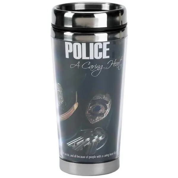 A CARING HEART POLICE TRAVEL MUG