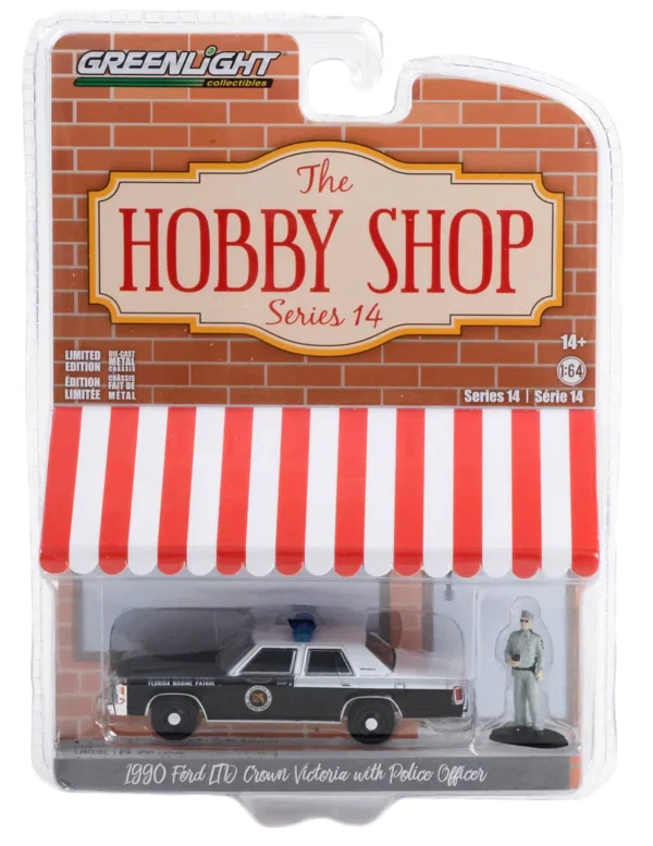 1/64 1990 Ford LTD Crown Victoria with Police Officer Florida Marine patrol; The Hobby Shop